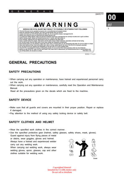 Clark CMP 20-30 (SM-688) Forklift Service Repair Manual - PDF Download