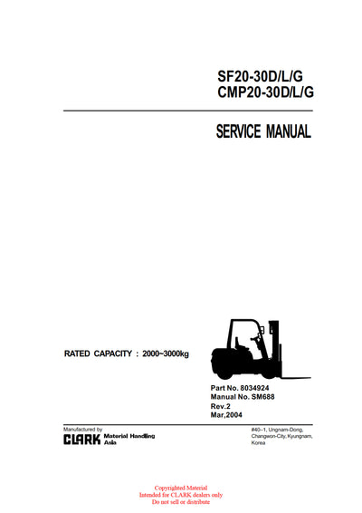 Clark CMP 20-30 (SM-688) Forklift Service Repair Manual - PDF Download