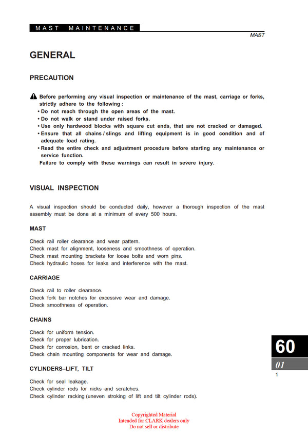 Clark CMP 50-75 (SM-690) Forklift Service Repair Manual - PDF Download