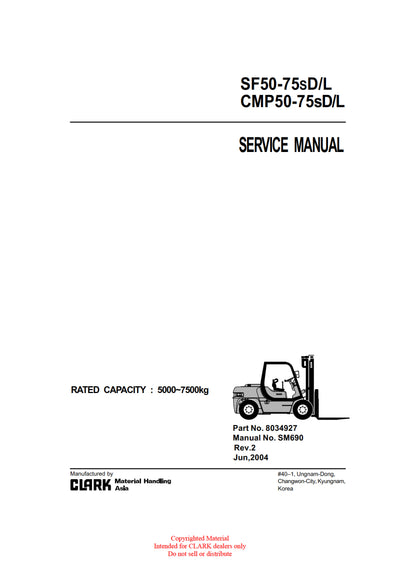 Clark CMP 50-75 (SM-690) Forklift Service Repair Manual - PDF Download