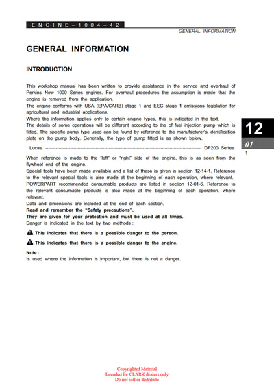 Clark CMP 40-50 (SM-704) Forklift Service Repair Manual - PDF Download