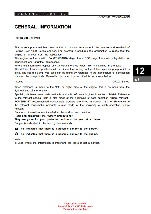 Clark CMP 40-50 (SM-704) Forklift Service Repair Manual - PDF Download