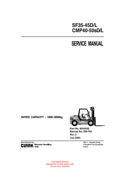 Clark CMP 40-50 (SM-704) Forklift Service Repair Manual - PDF Download