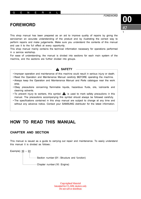 Clark CMP 20-30 (SM-711) Forklift Service Repair Manual - PDF Download