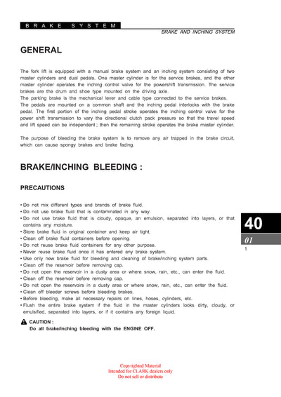 Clark CMP 20-30 (SM-711) Forklift Service Repair Manual - PDF Download