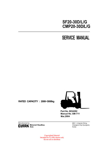 Clark CMP 20-30 (SM-711) Forklift Service Repair Manual - PDF Download