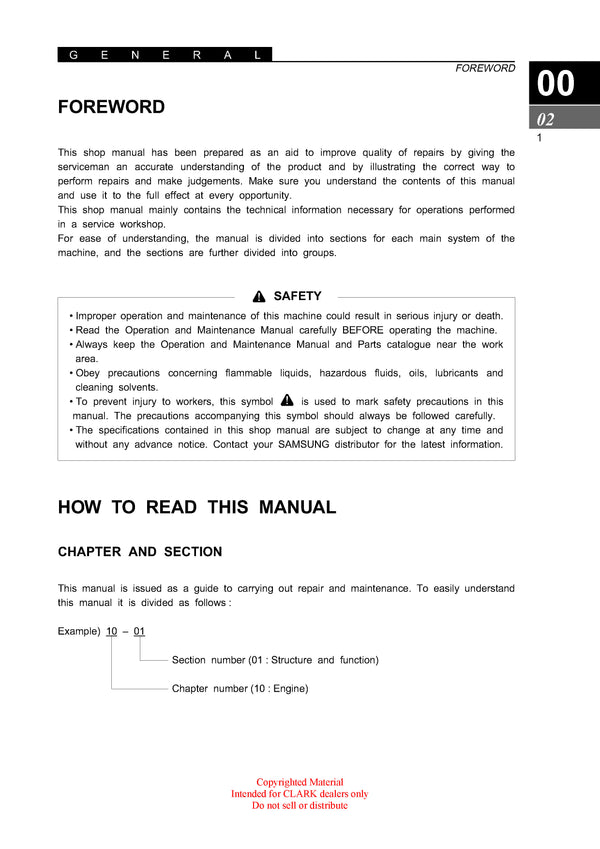Clark SM-712 CMP 40-50 Forklift Service Repair Manual - PDF Download
