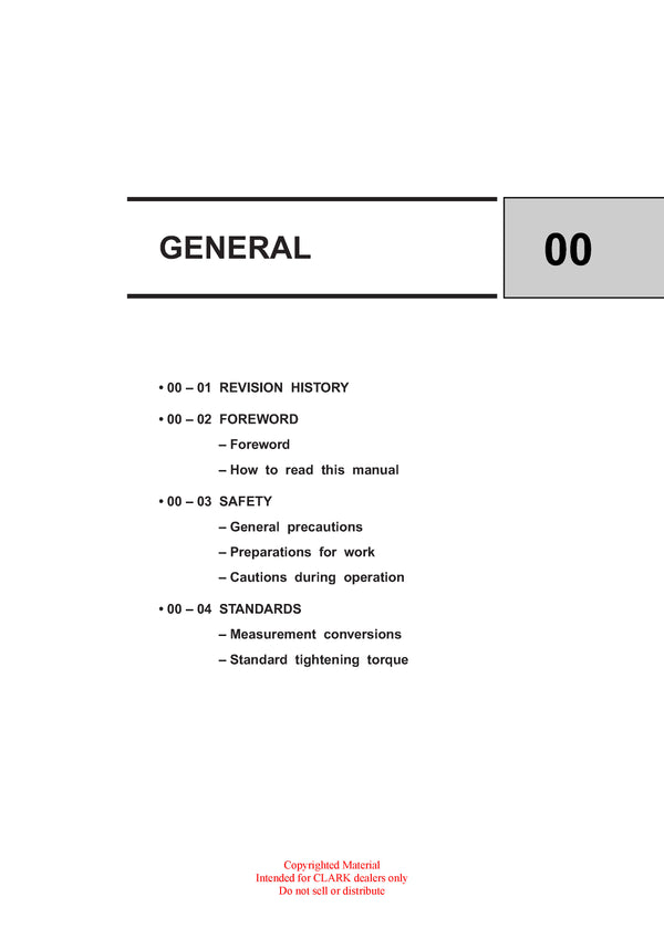 Clark SM-713 CMP 50-75 Forklift Service Repair Manual - PDF Download