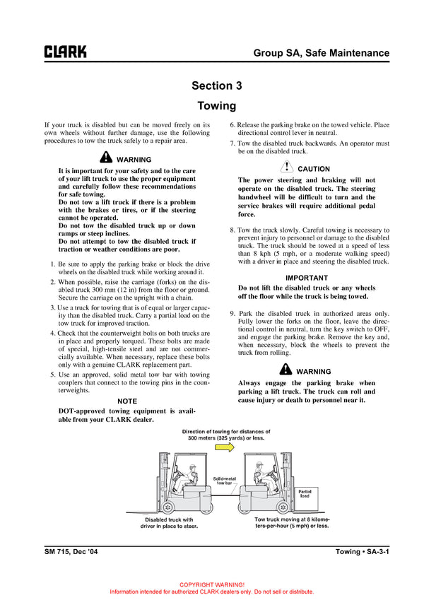 Clark SM-715 Forklift Service Repair Manual - PDF Download