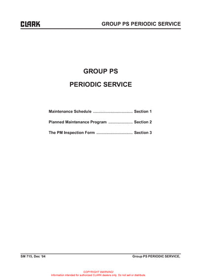 Clark SM-715 Forklift Service Repair Manual - PDF Download