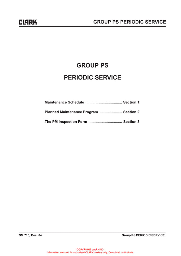 Clark SM-715 Forklift Service Repair Manual - PDF Download