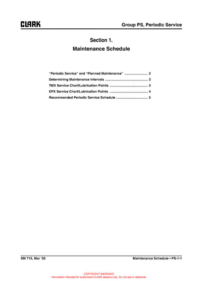 Get Instant Clark SM-715 TMX EPX Forklift Service Repair Manual - Download PDF