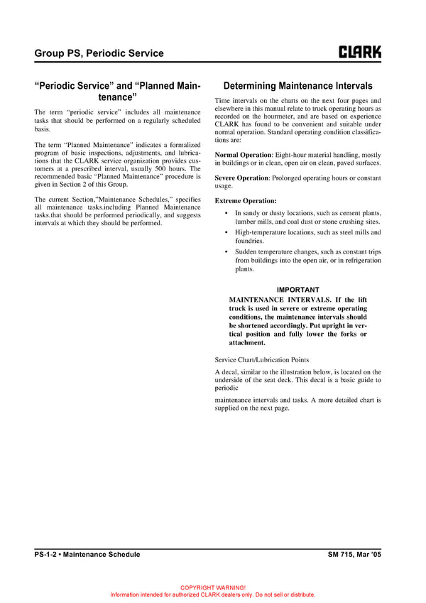 Clark SM-715 TMX EPX Forklift Service Repair Manual - PDF Download