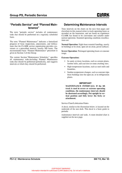 Clark SM-715 Forklift Service Repair Manual - PDF Download