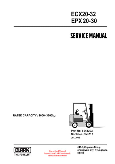 Clark SM-717 ECX EPX Forklift Service Repair Manual - PDF Download