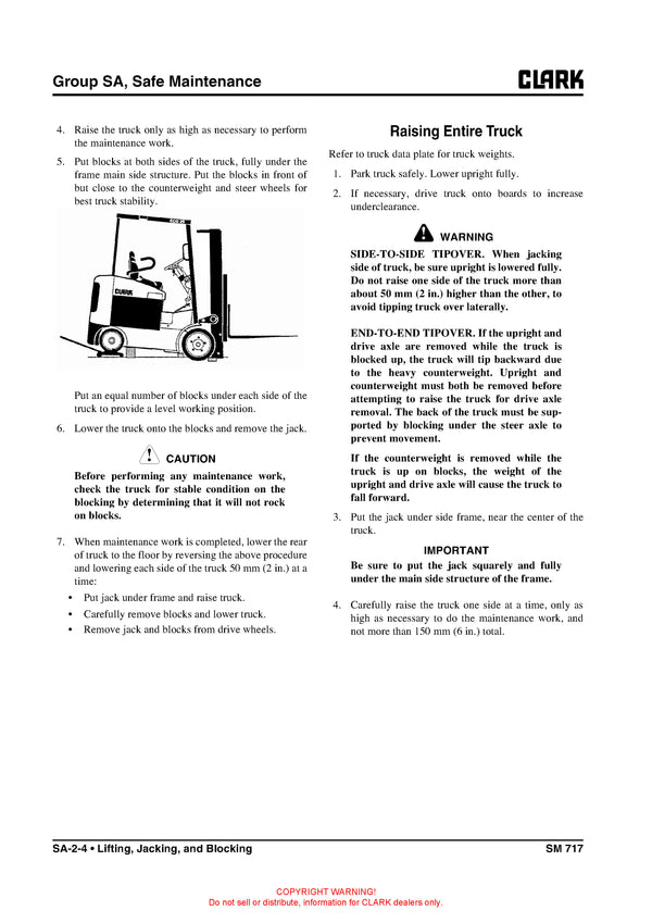Clark SM-717 Forklift Service Repair Manual - PDF Download