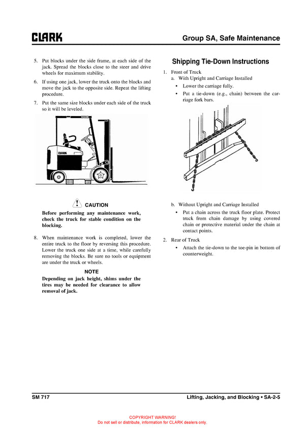 Clark SM-717 Forklift Service Repair Manual - PDF Download