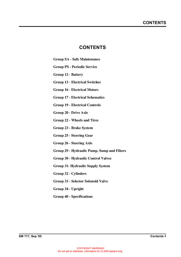 Clark SM-717 Forklift Service Repair Manual - PDF Download