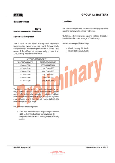 Clark SM-718 ESX 12-25 Forklift Service Repair Manual - PDF Download