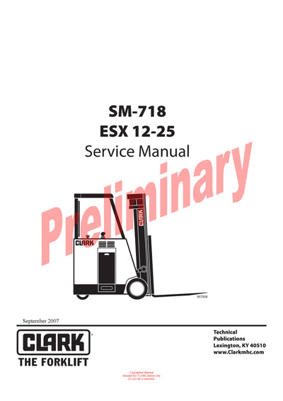 Clark SM-718 ESX 12-25 Forklift Service Repair Manual - PDF Download