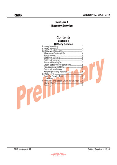 Clark SM-718 ESX 12-25 Forklift Service Repair Manual - PDF Download