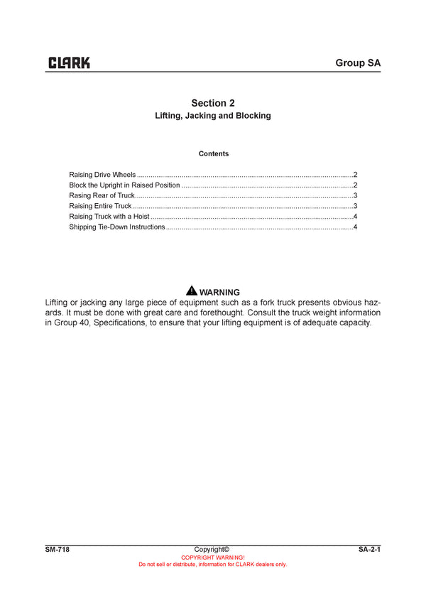 Clark ESX 12-25 (SM-718) Forklift Service Repair Manual - PDF Download