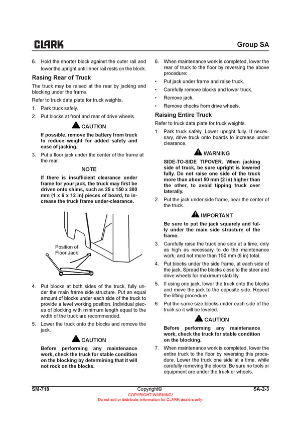 Clark ESX 12-25 (SM-718) Forklift Service Repair Manual - PDF Download