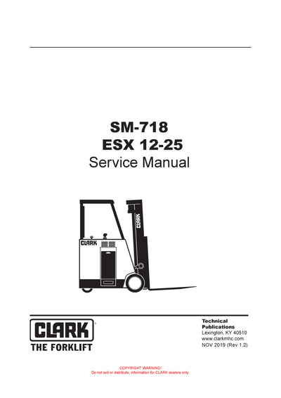 Clark ESX 12-25 (SM-718) Forklift Service Repair Manual - PDF Download