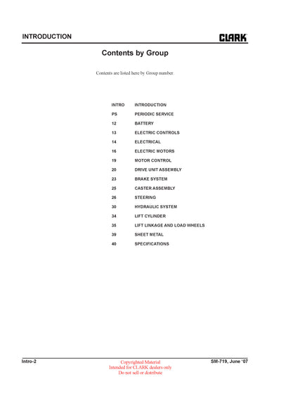 Clark SM-719 EWP 45 Forklift Service Repair Manual - PDF Download