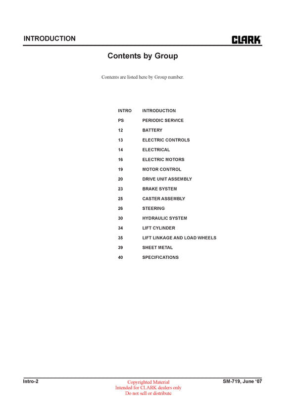 Clark SM-719 EWP 45 Forklift Service Repair Manual - PDF Download
