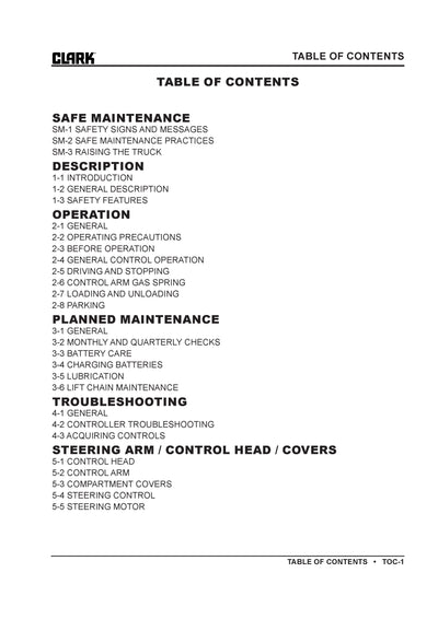 Clark SM-743 Forklift Service Repair Manual - PDF Download