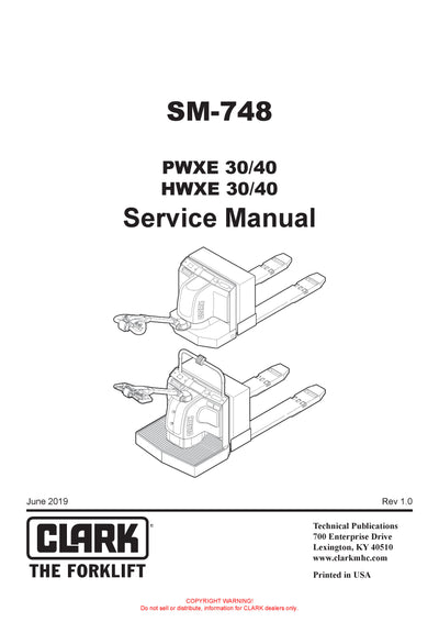 Clark SM-748 Forklift Service Repair Manual - PDF Download