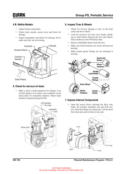 Clark SM-748 Forklift Service Repair Manual - PDF Download
