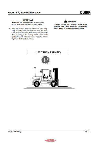 Clark SM-751 Forklift Service Repair Manual - PDF Download