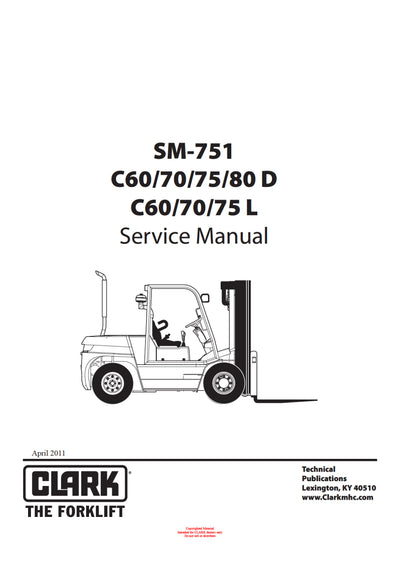 Clark SM-751 Forklift Service Repair Manual - PDF Download