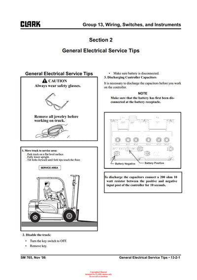 Clark GEX 20-30 (SM-765) Forklift Service Repair Manual - PDF Download