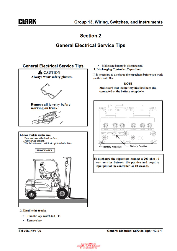 Clark GEX 20-30 (SM-765) Forklift Service Repair Manual - PDF Download