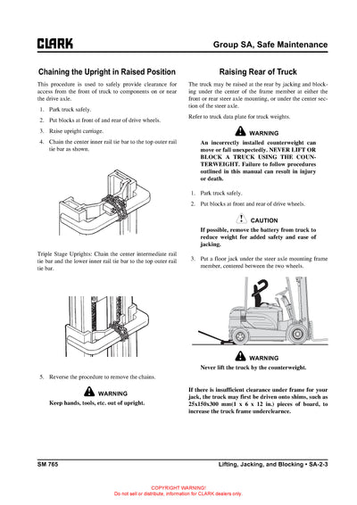 Clark GEX 20-30 (SM-765) Forklift Service Repair Manual - PDF Download