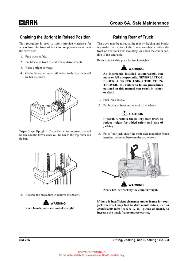 Clark GEX 20-30 (SM-765) Forklift Service Repair Manual - PDF Download