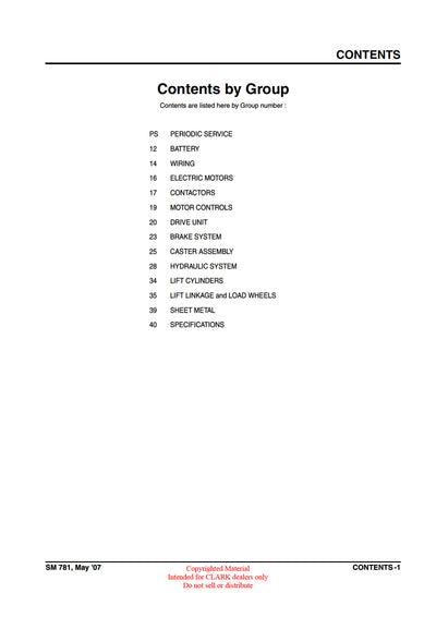 Clark HWX PWX (SM-781) Forklift Service Repair Manual - PDF Download