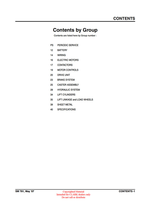 Clark HWX PWX (SM-781) Forklift Service Repair Manual - PDF Download
