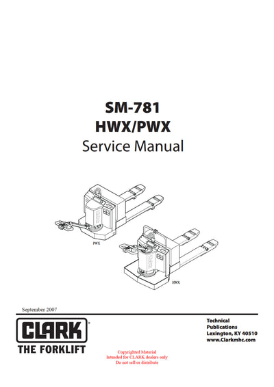 Clark HWX PWX (SM-781) Forklift Service Repair Manual - PDF Download