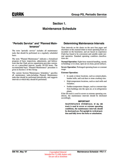 Clark HWX PWX (SM-781) Forklift Service Repair Manual - PDF Download