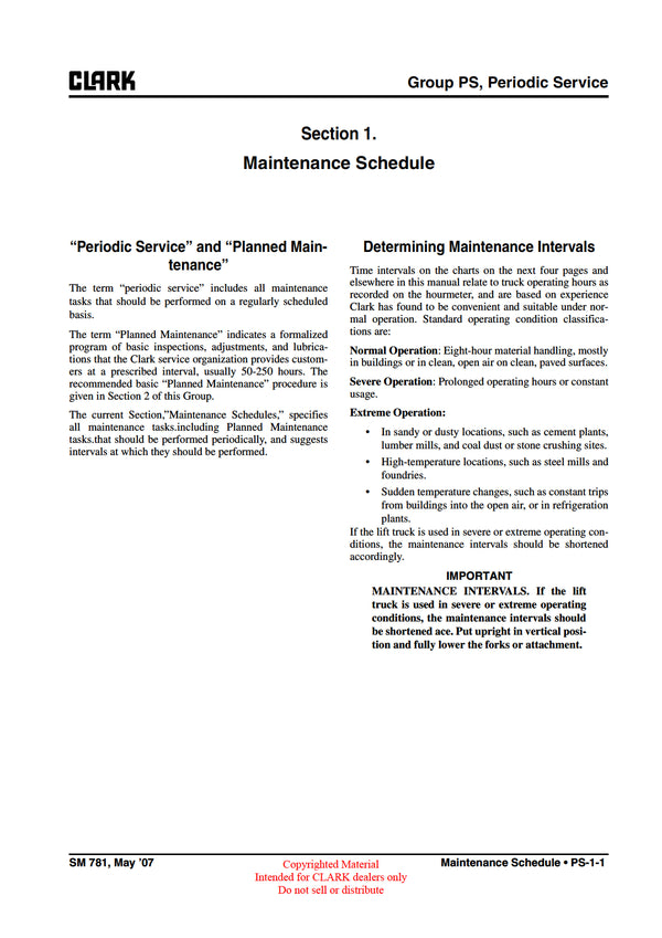 Clark HWX PWX (SM-781) Forklift Service Repair Manual - PDF Download