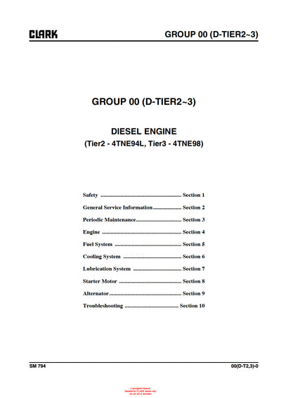 Clark SM-794 Forklift Service Repair Manual - PDF Download