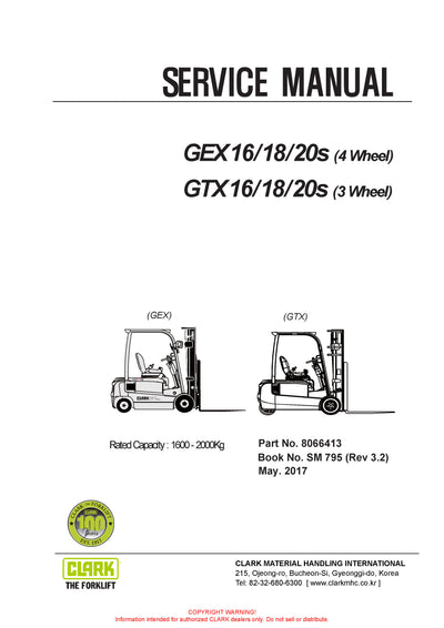 Clark SM-795 Forklift Service Repair Manual - PDF Download