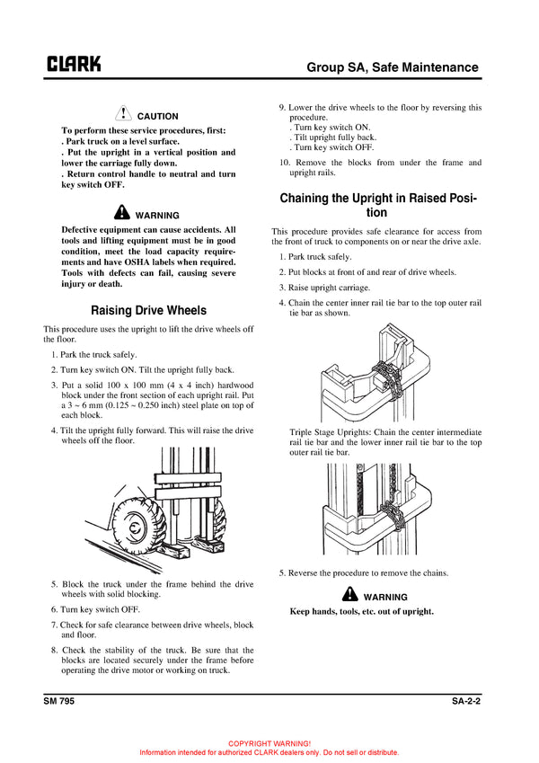 Clark SM-795 Forklift Service Repair Manual - PDF Download