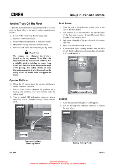 Clark (SM-844) OSX 15 Forklift Service Repair Manual - PDF Download