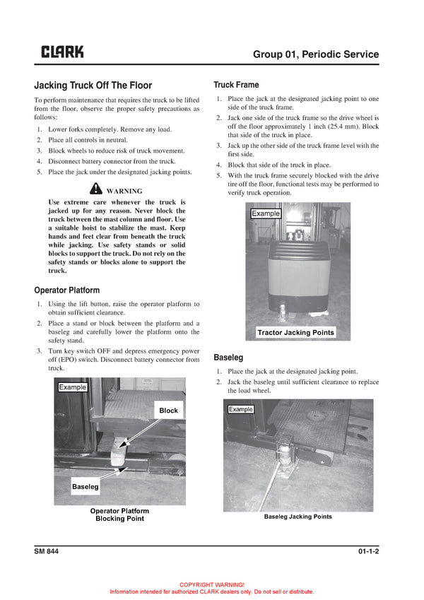 Clark (SM-844) OSX 15 Forklift Service Repair Manual - PDF Download