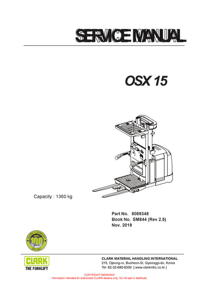 Clark (SM-844) OSX 15 Forklift Service Repair Manual - PDF Download